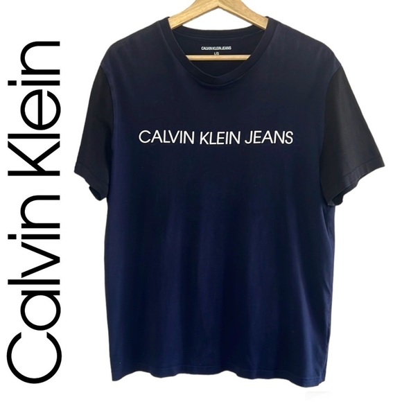 Calvin Klein Jeans Navy/Black Short Sleeve T-Shirt Size L - Picture 1 of 11